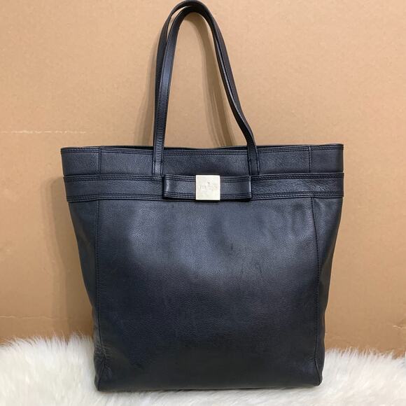 KATE SPADE X-Large Black Leather N/S PRIMROSE HILL "JAMES" Tote - Picture 1 of 15